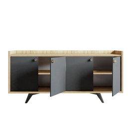 Hanah Home Consola 150x75x40 cm Antracita y Roble Fabricada en Tablero de Partículas